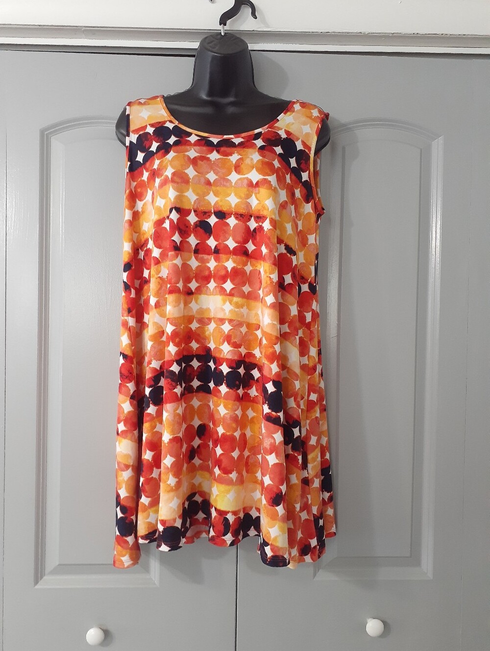 New Directions Stretchy Orange Mini Swing Dress